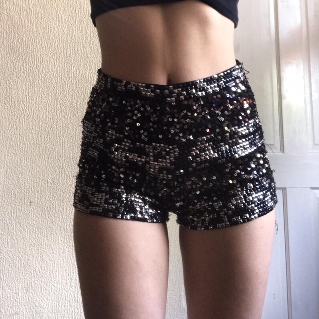 High waisted hot sale sparkly shorts