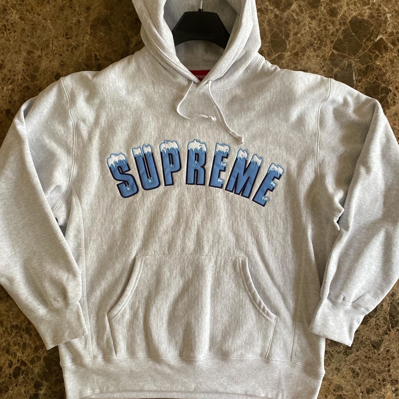 Supreme grey icy arc hoodie with a nicely...