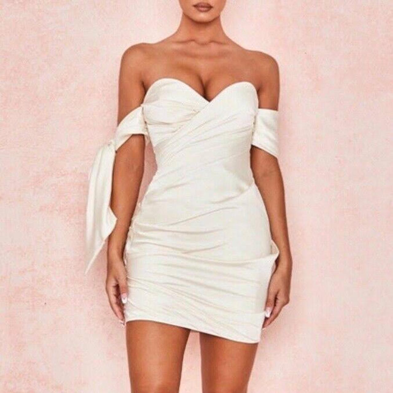 house of cb white off the shoulder dress