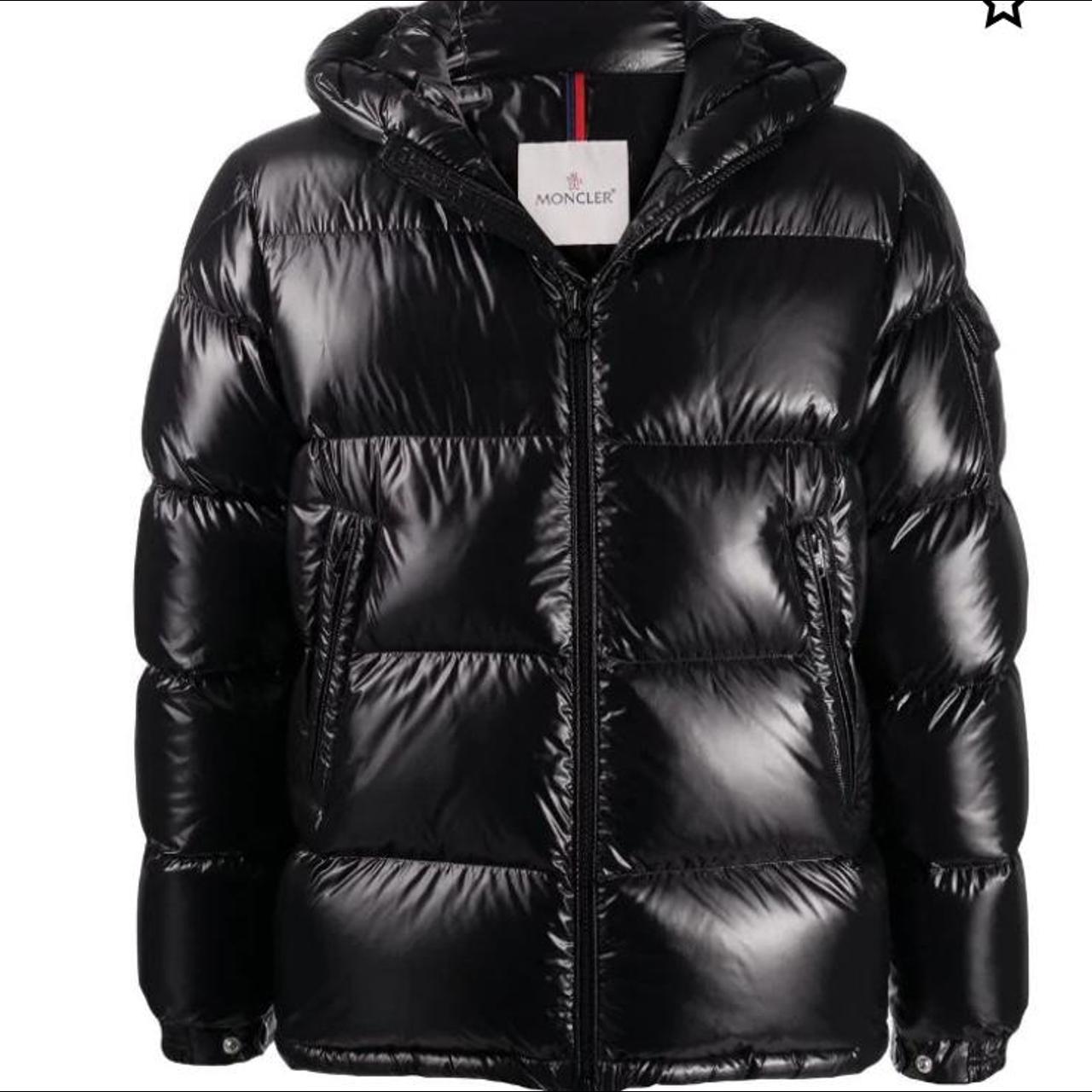 Moncler black glossy puffer jacket Brought for... - Depop