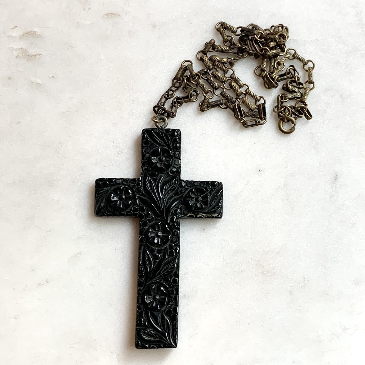 Dark Wooden Cross Necklace