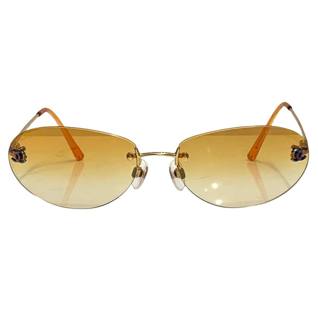 CHANEL 4013 orange gradient rimless sunglasses with - Depop