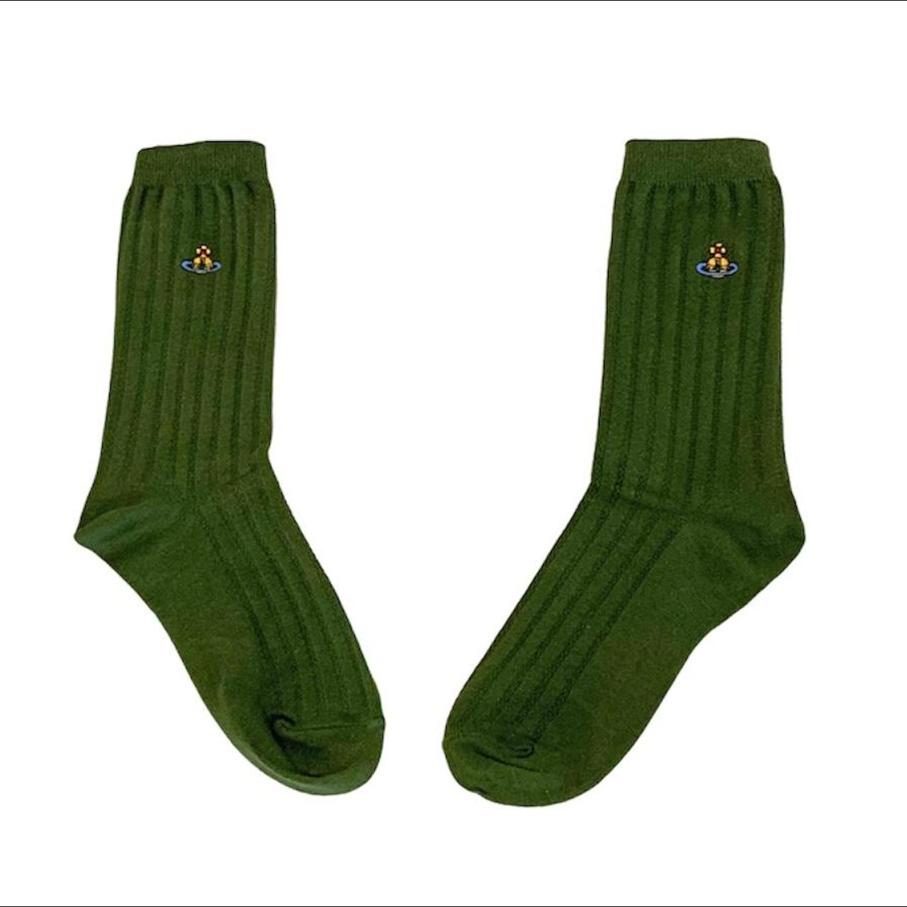 Vivienne Westwood orb logo socks in sage green, 100%...