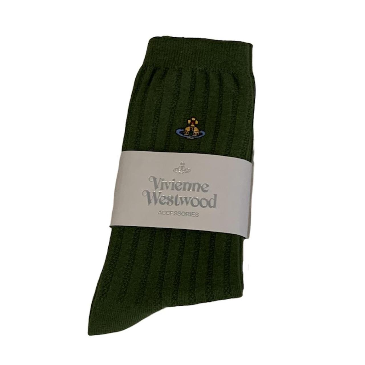 Vivienne Westwood orb logo socks in sage green, 100%...