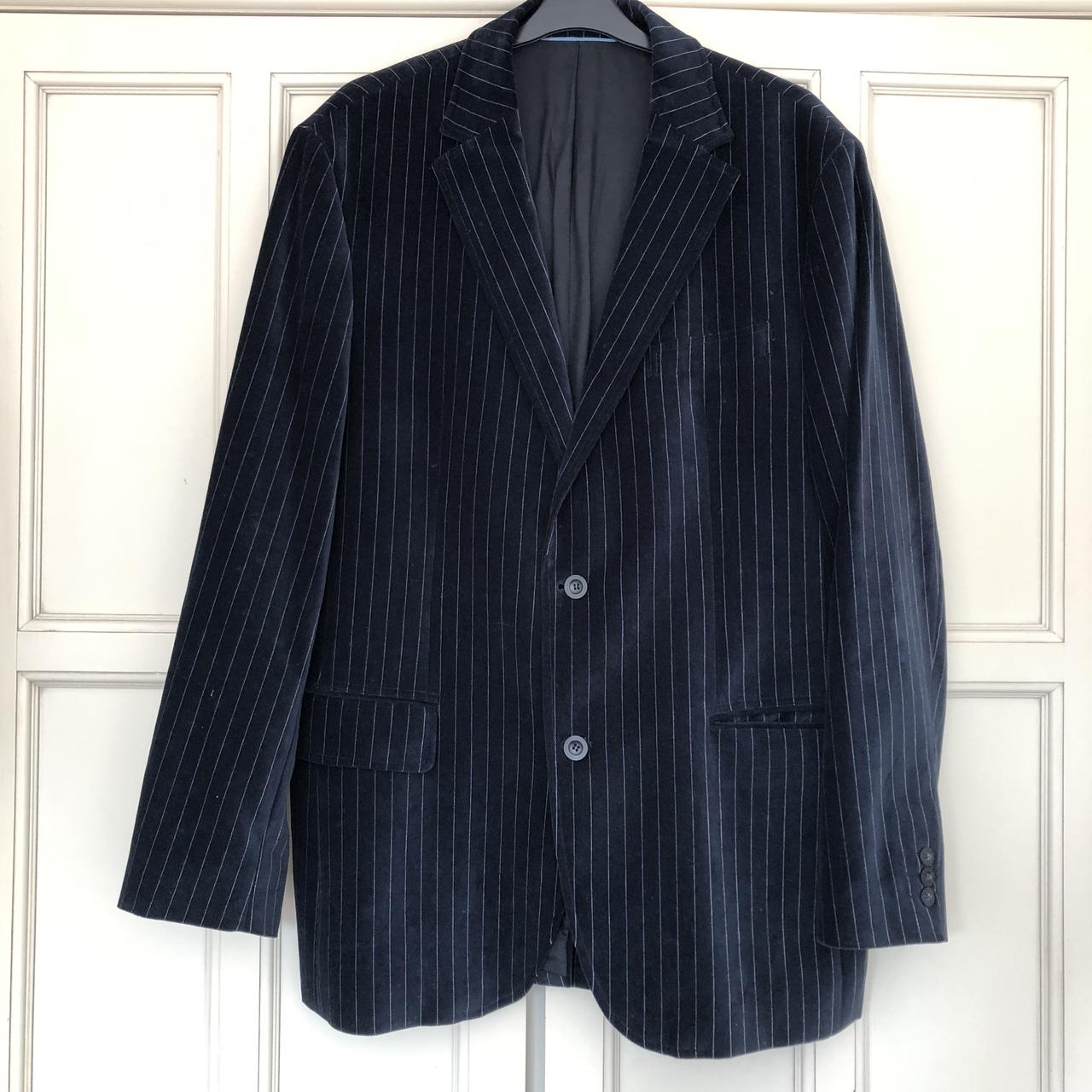 Velour/velvet navy pinstripe blazer Amazing... - Depop