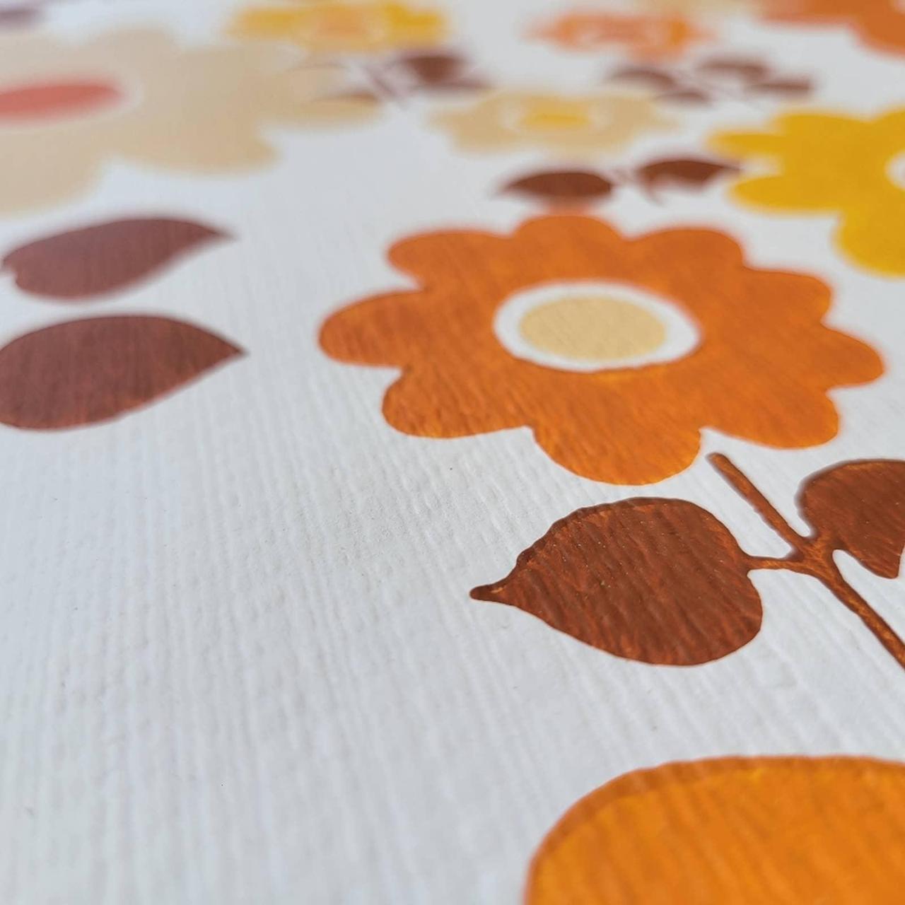 vintage wallpaper remnant 1970s floral flower... Depop