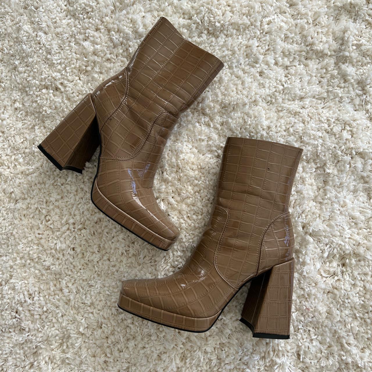 faux croc ankle boots