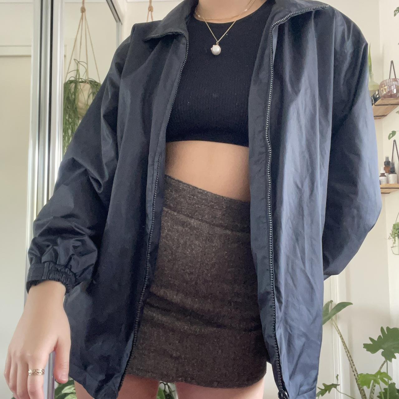 Black windbreaker zipper jacket with velcro wrist... Depop