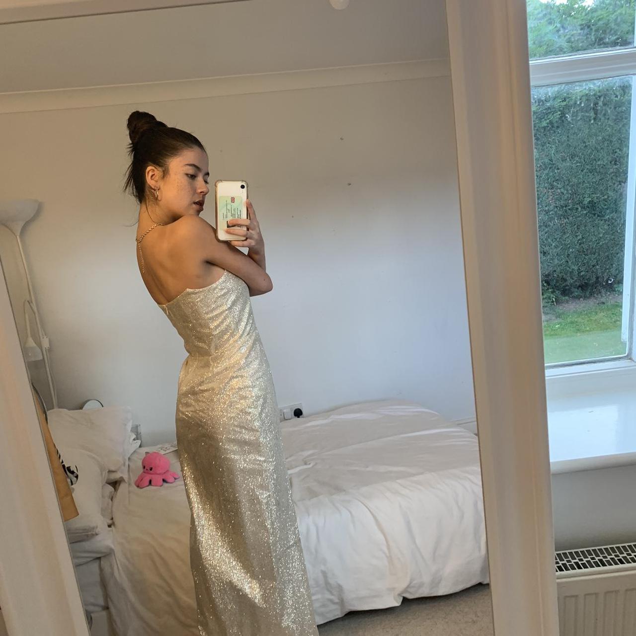 MESHKI silver gown size S bought it for my prom Depop