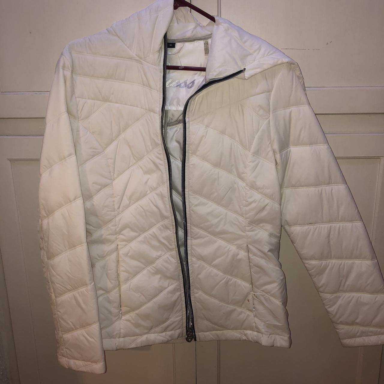 White Guess puffer jacket with hood Perfect... - Depop