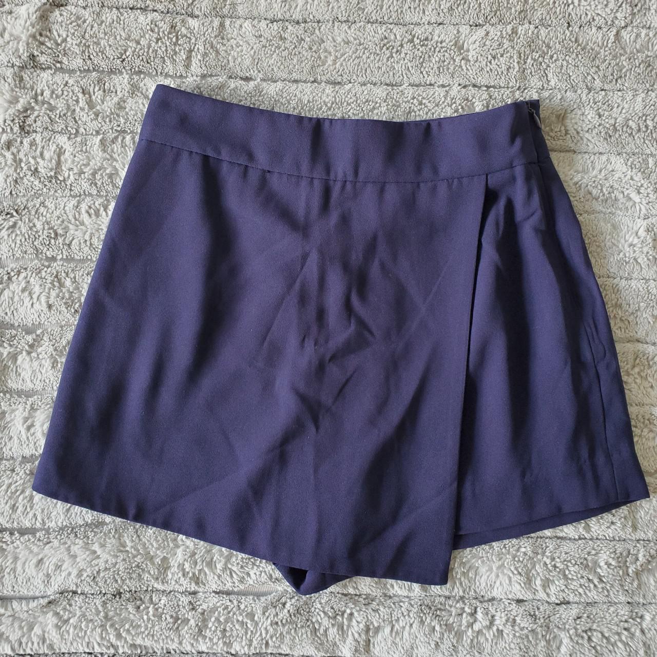 Dressy Skort Navy blue skirt with side zipper. - Depop