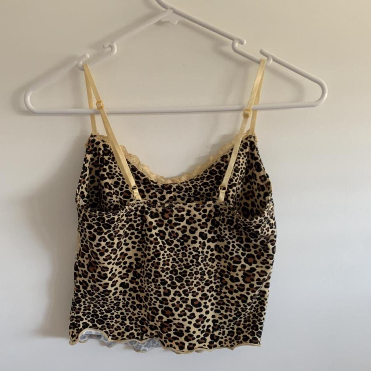 y2k leopard/cheetah lace detail cami top 🐆 ~ size... - Depop