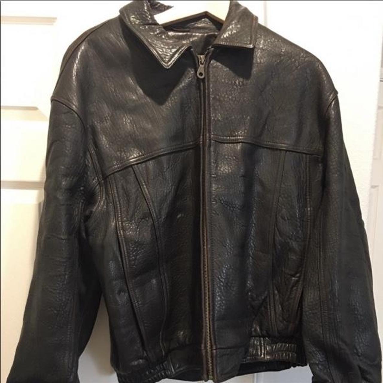 Vintage 90's Robert Comstock leather jacket Size... - Depop