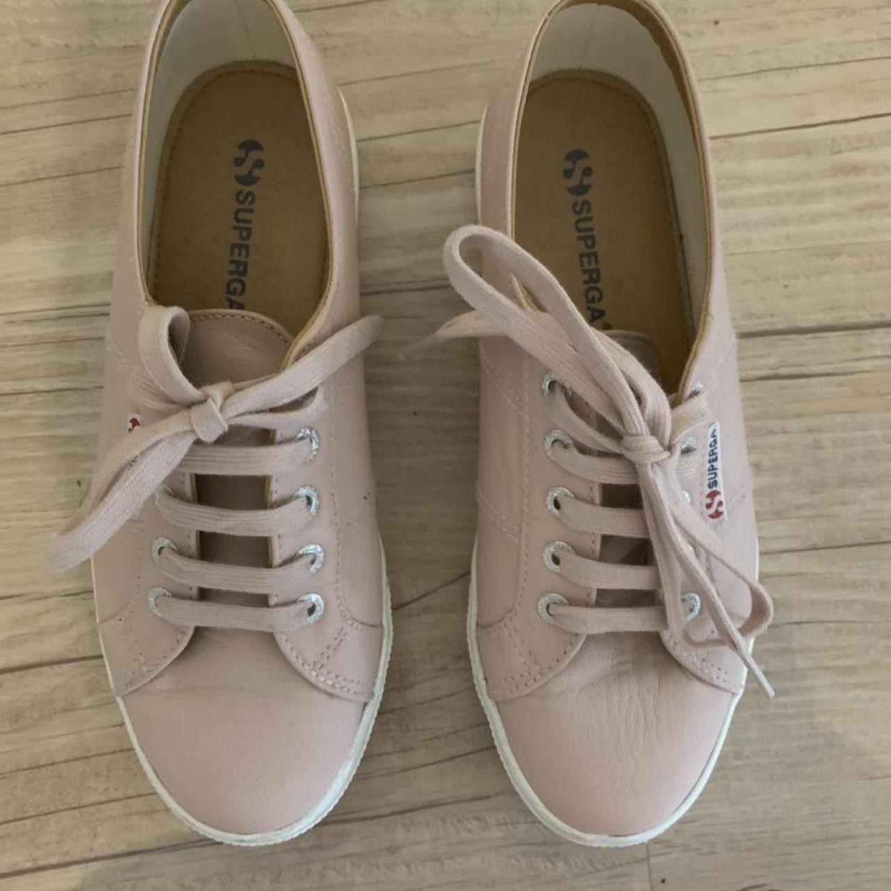 Superga dusty pink leather 2750 shoes Size... - Depop