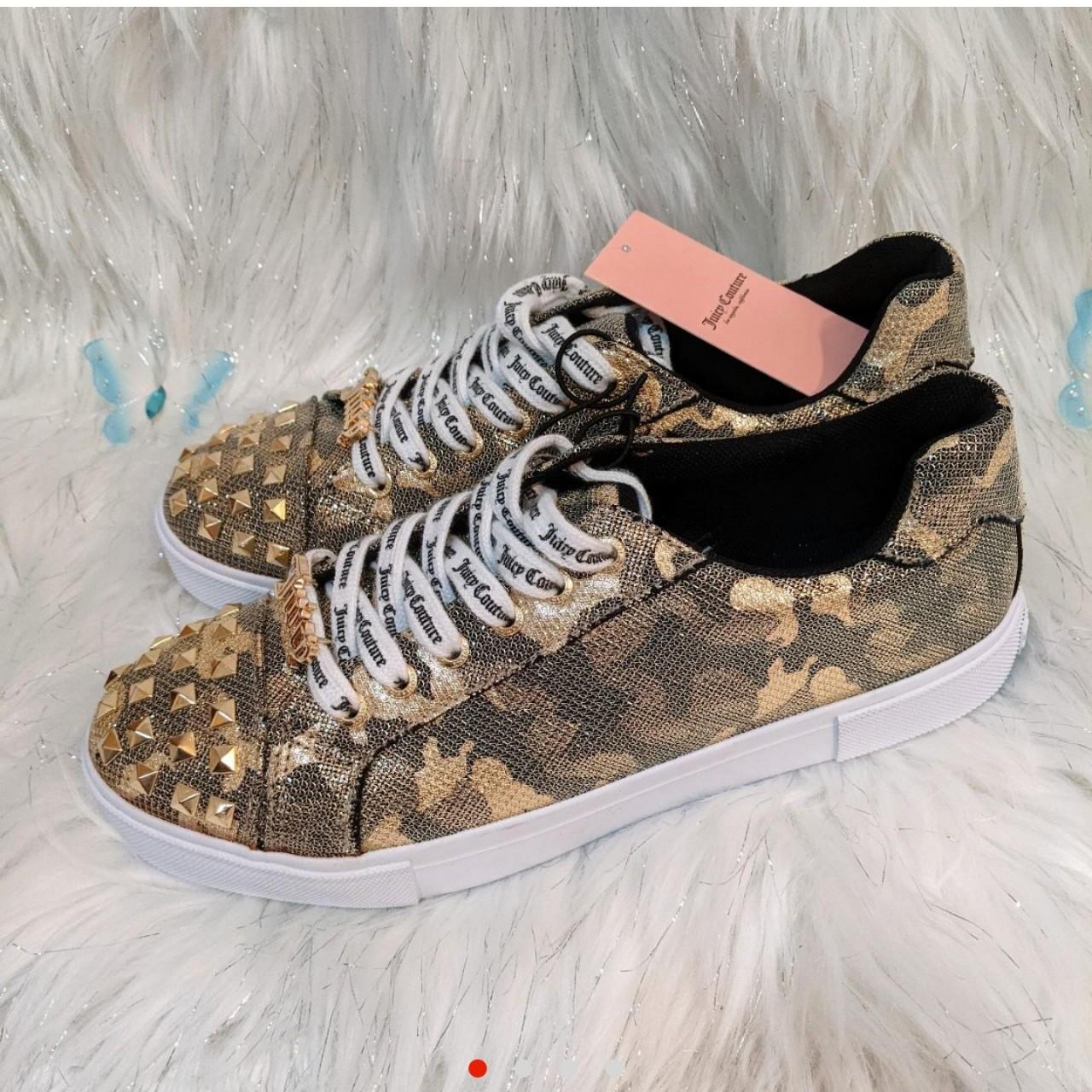 Juicy Couture Women's Gold and Khaki Trainers | Depop