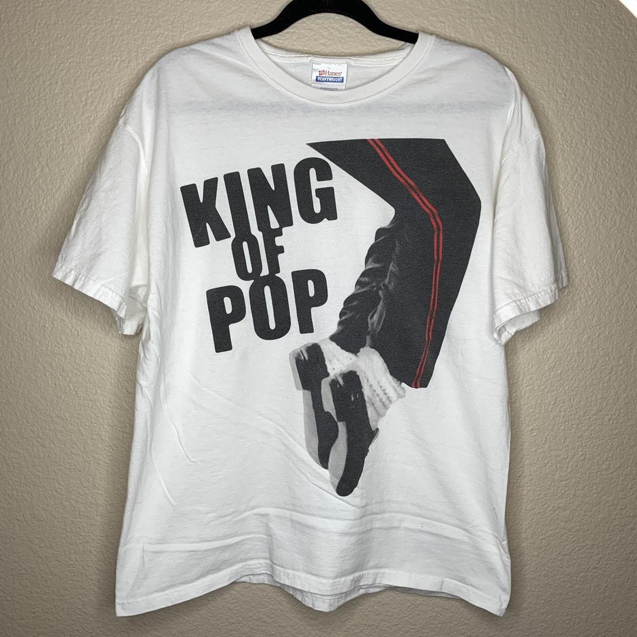 Vintage Micheal Jackson King Of Pop Hanes White... - Depop