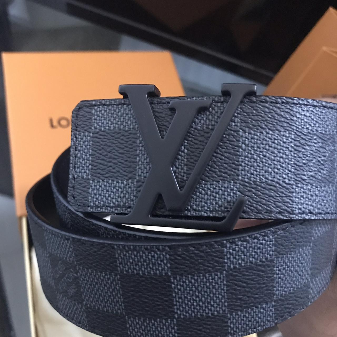 Authentic Louis Vuitton checkered belt (with Louis - Depop