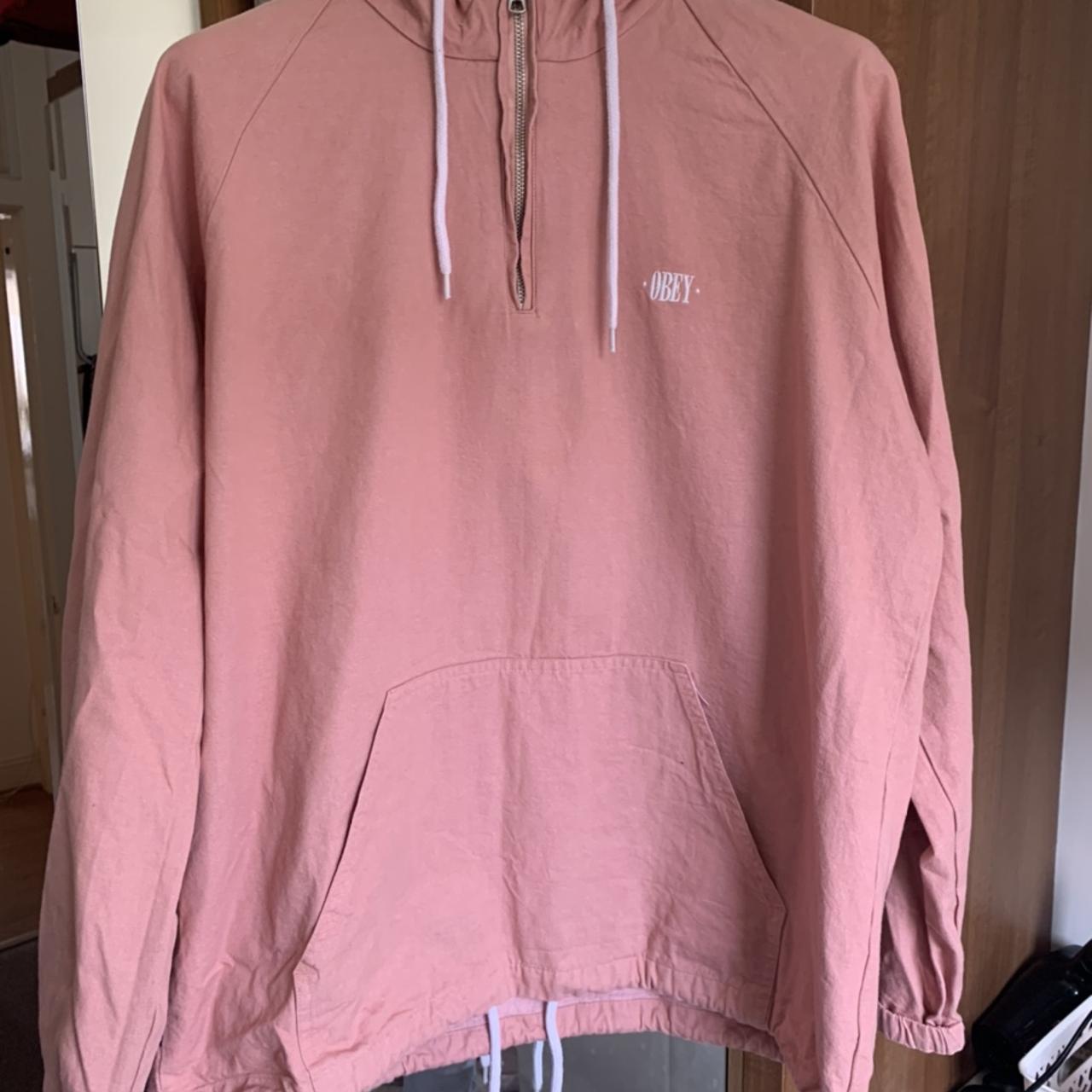 Salmon pink obey quarter zip hoodie. Excellent