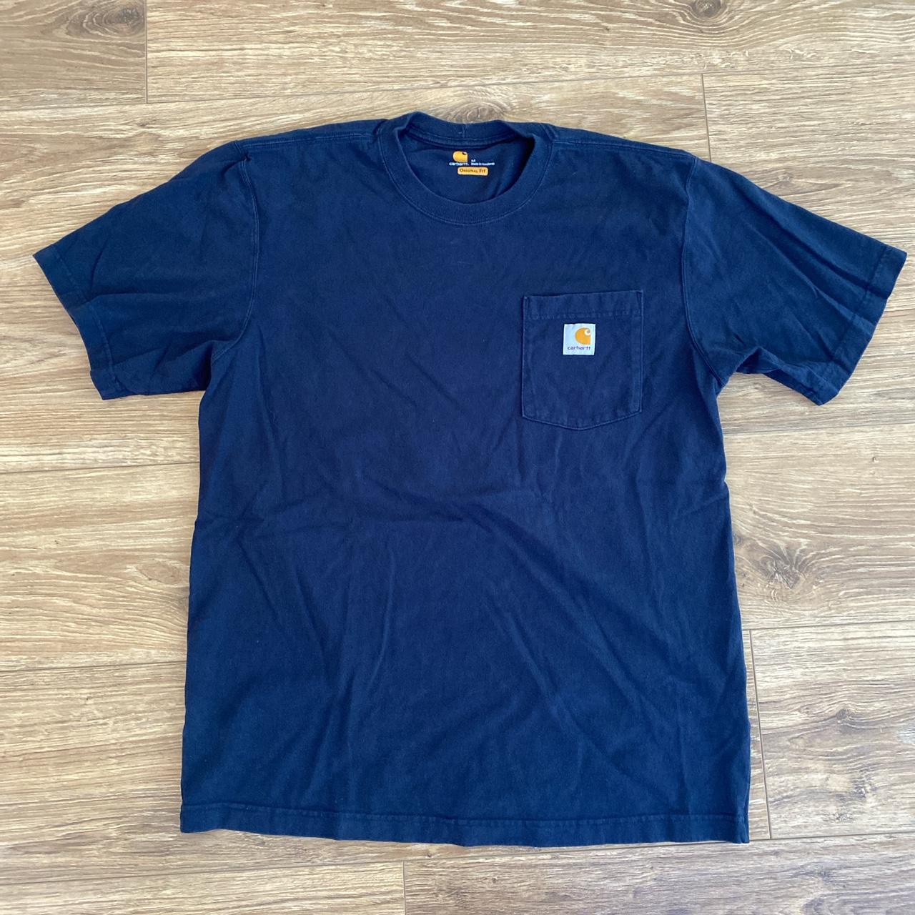 NAVY CARHARTT T-SHIRT SIZE | MEDIUM CONDITION | USED... - Depop