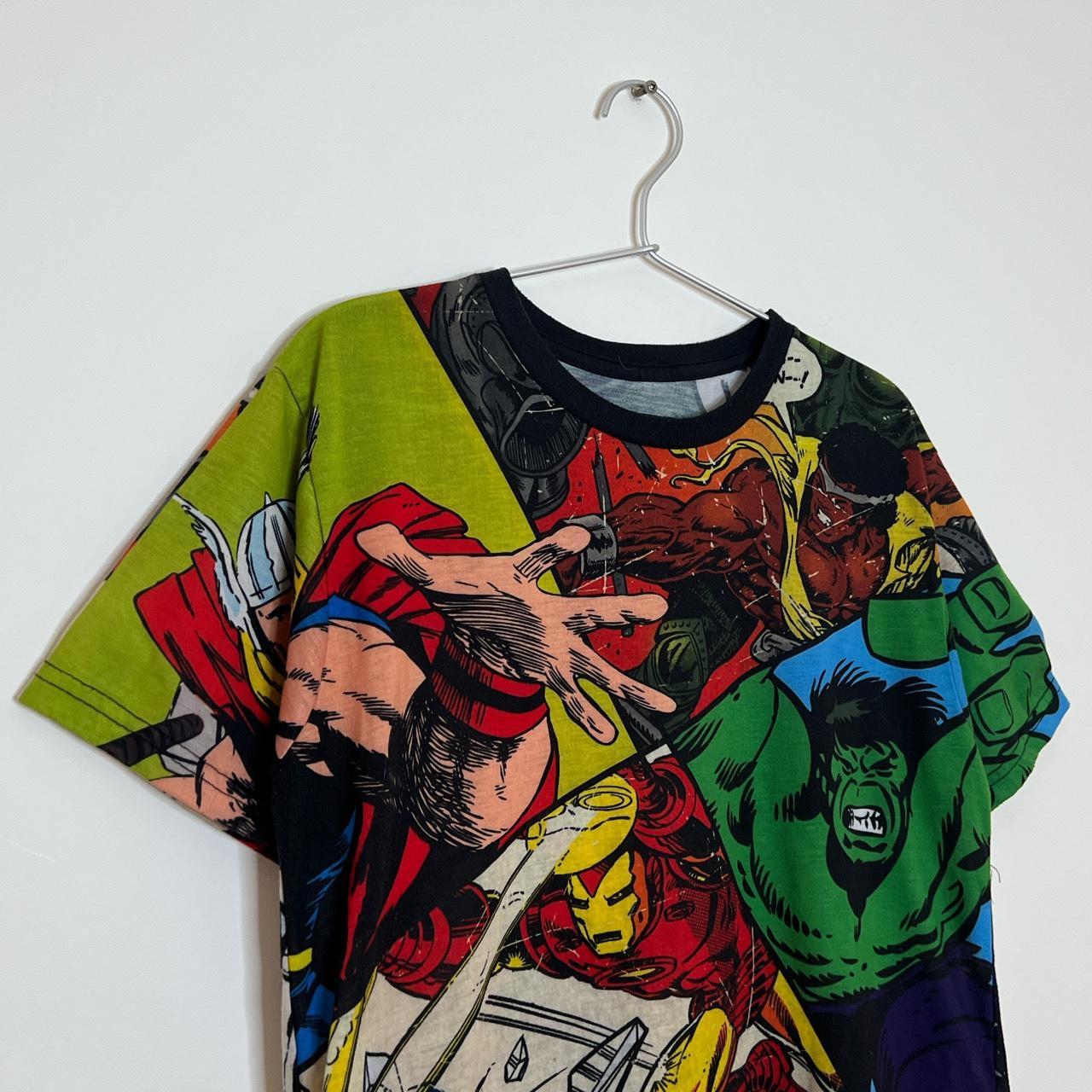 Marvel All over print tee shirt Features all of the... - Depop