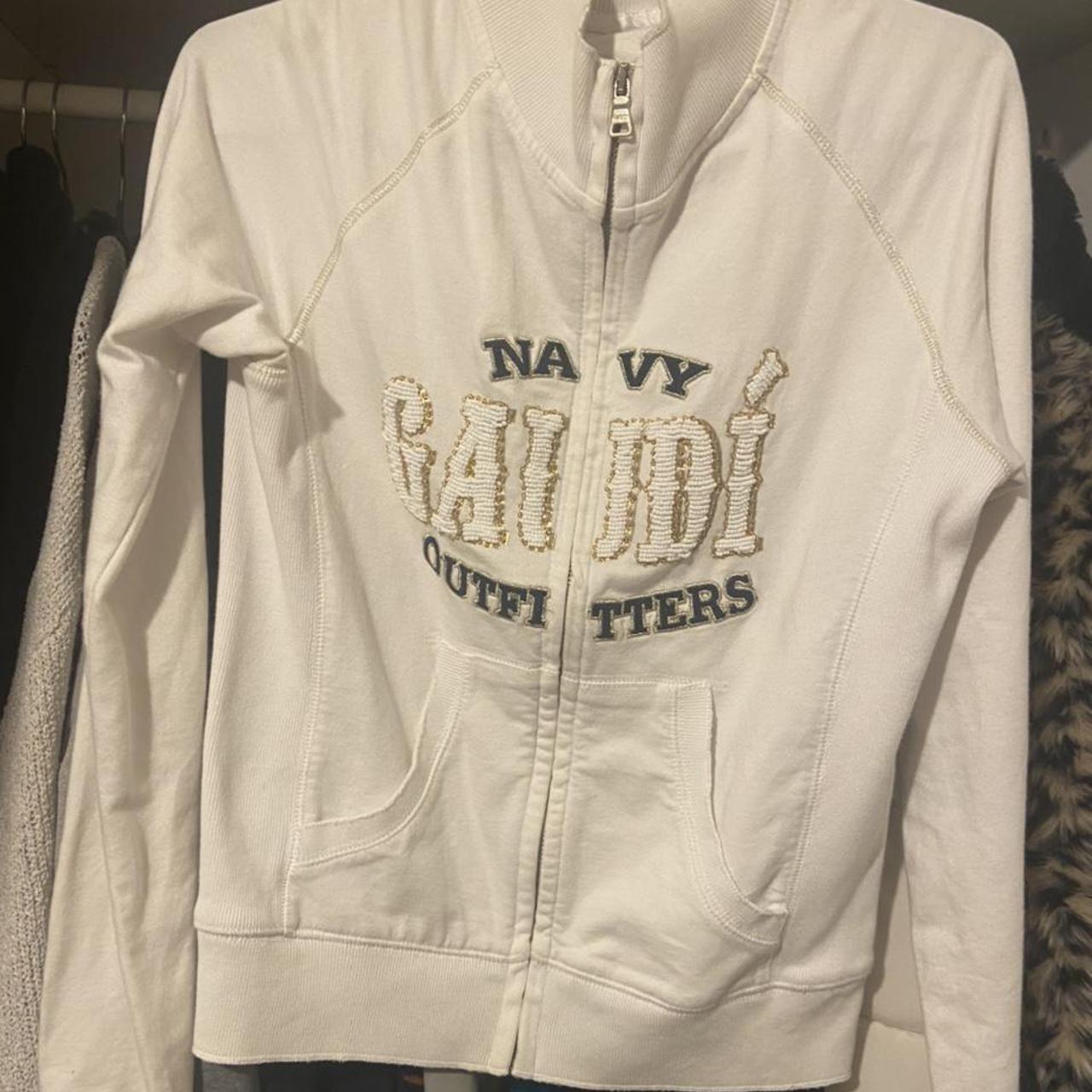 Retro vintage white zip up jacket soo bougie and... Depop