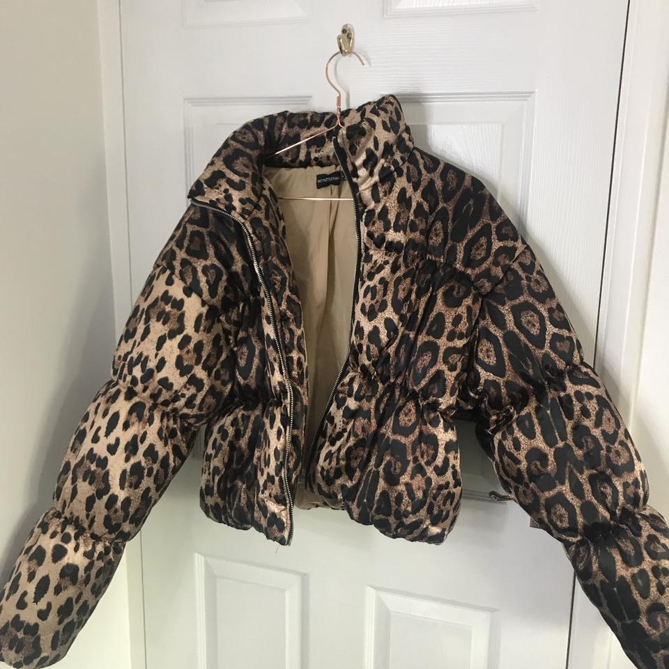 Cheetah print puffer jacket best sale