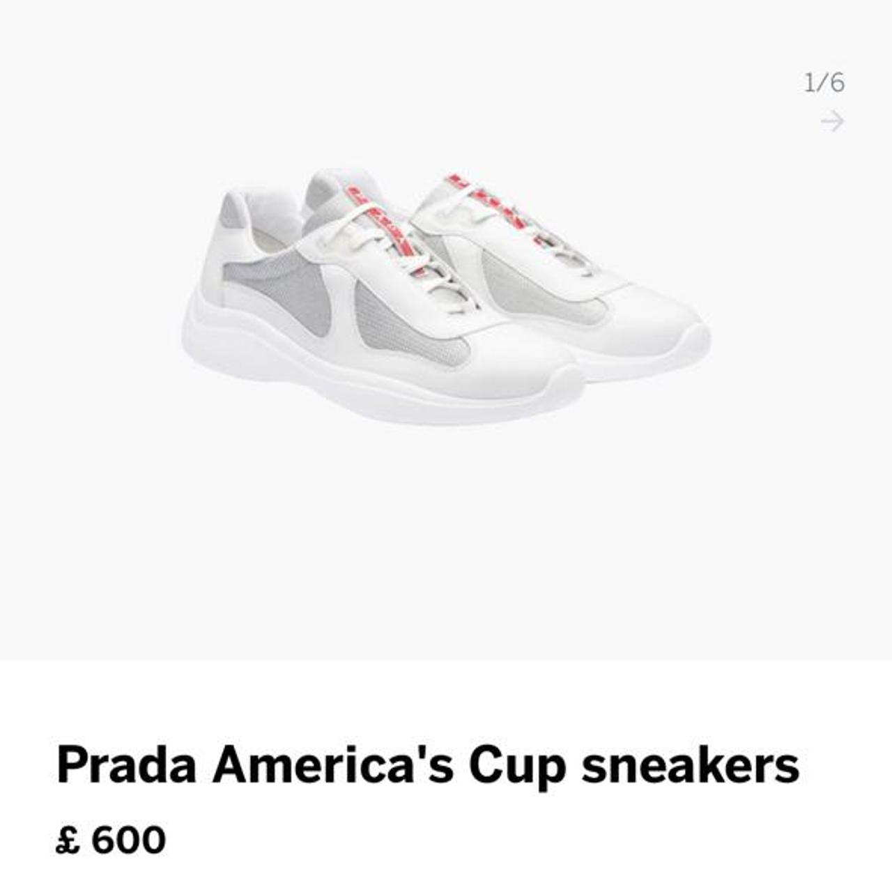 WHITE AND SILVER PRADA AMERICAS CUP SNEAKERS SIZE Depop