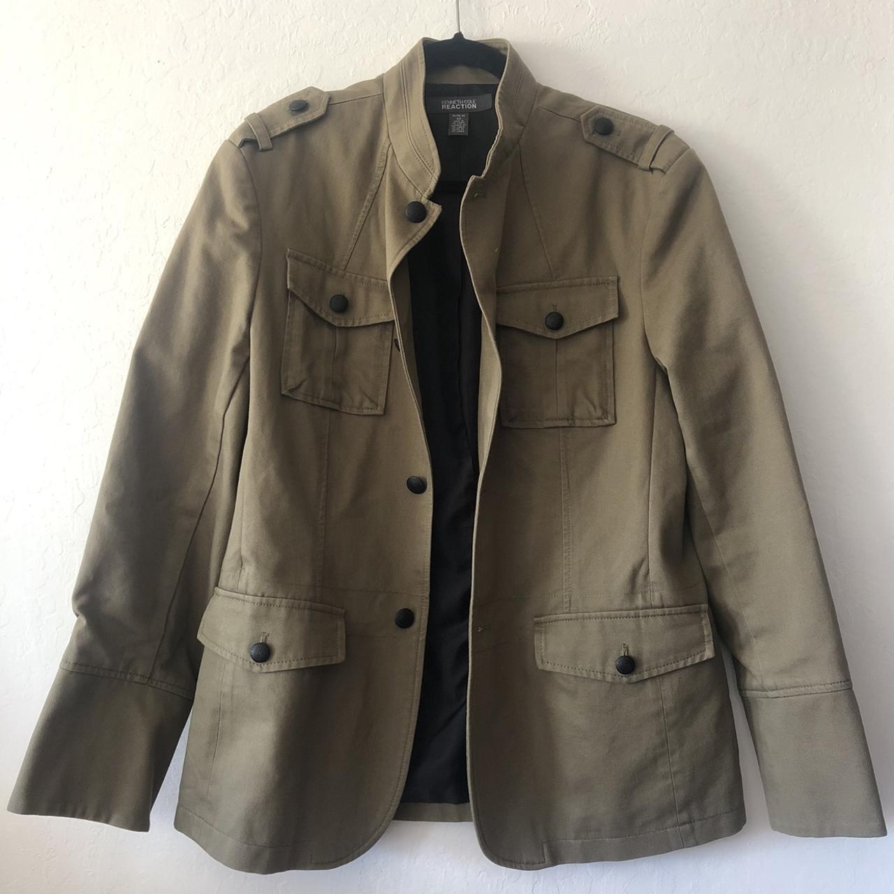 kenneth cole coat • tan khaki colored, thick, sturdy... - Depop