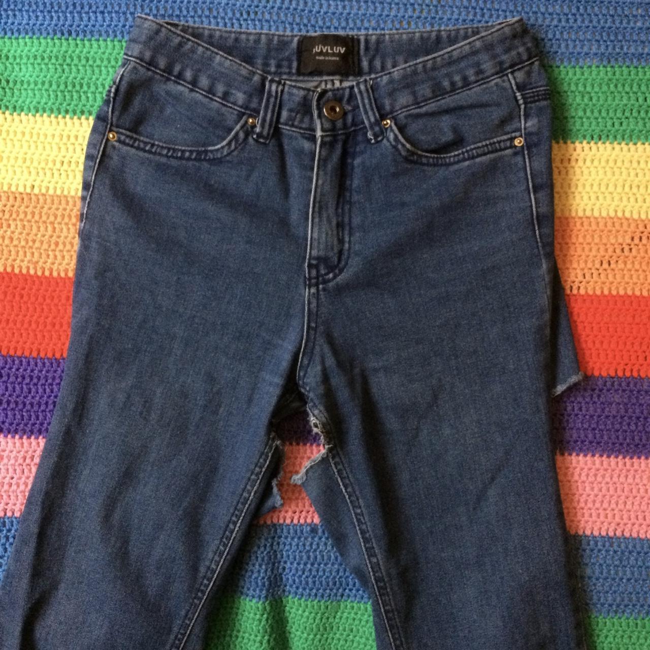 STYLENANDA Luv luv korea size 6 blue jeans I cut the... - Depop