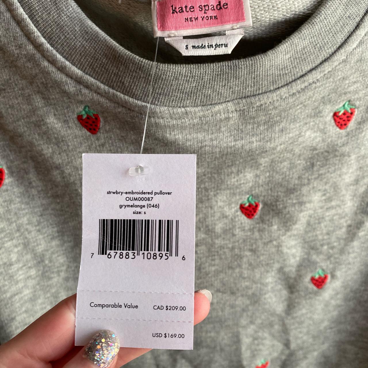 Kate Spade New York Women's Grey and Red Jumper | Depop