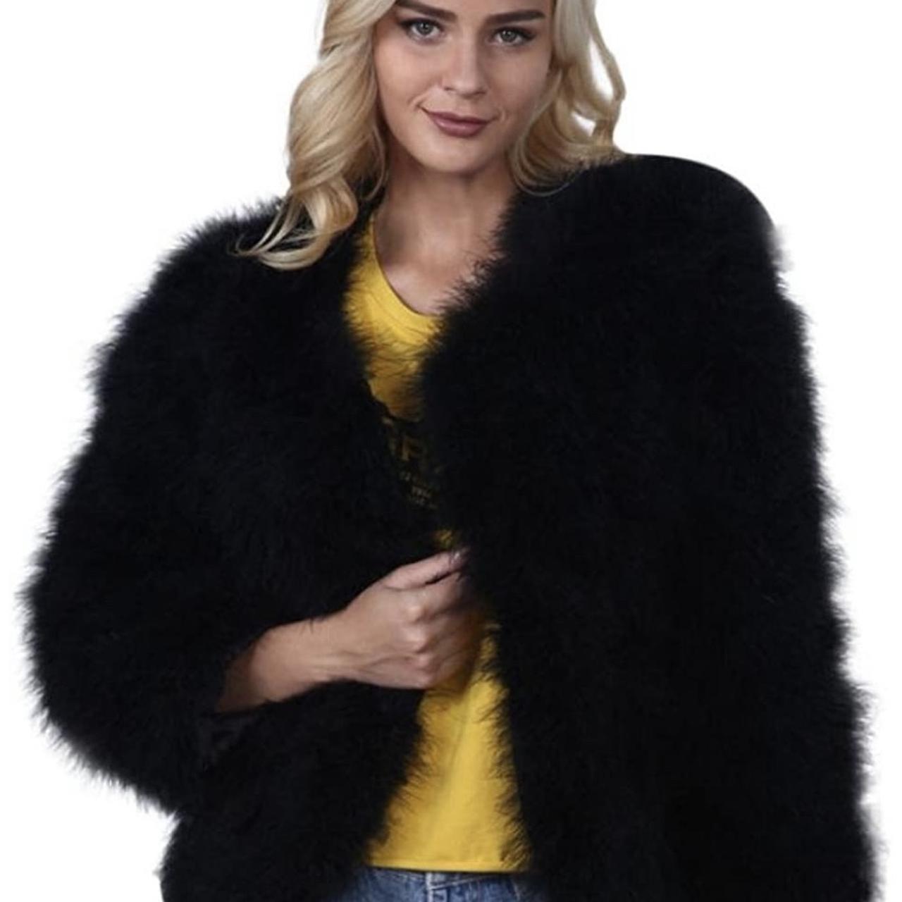 Lanshifei faux fur black jacket size 8-10