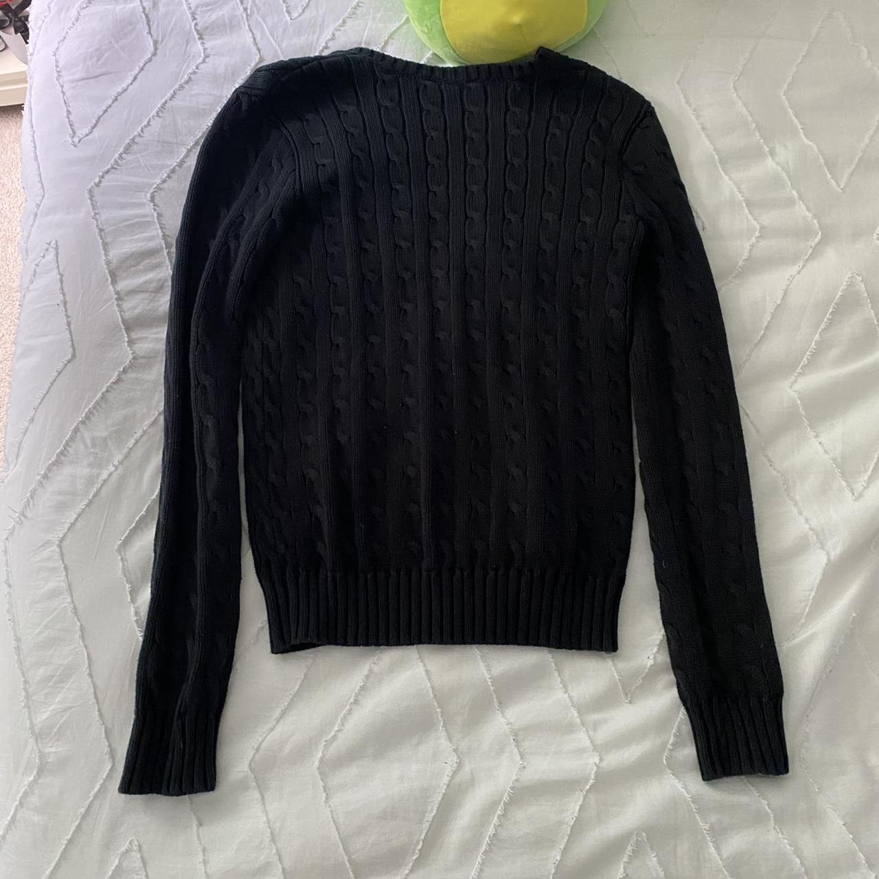 ୨♡୧ vintage black cable knit ralph lauren pull over... - Depop