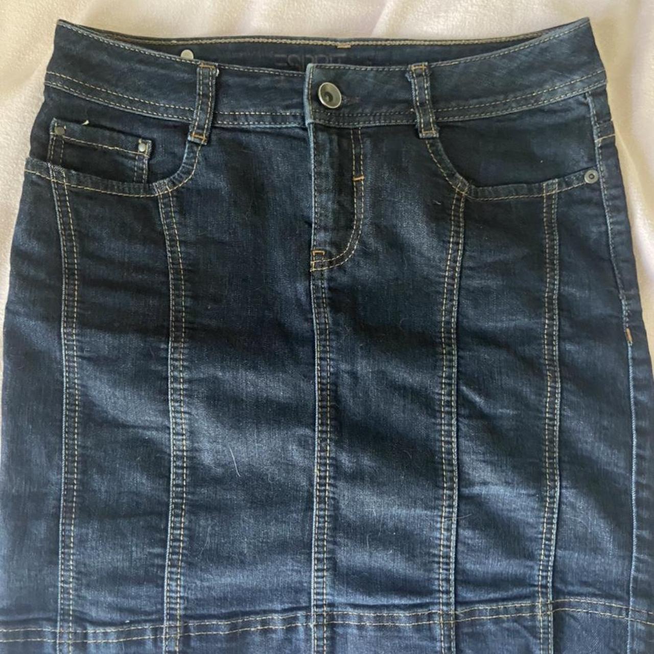 y2k low waisted denim skirt no... - Depop