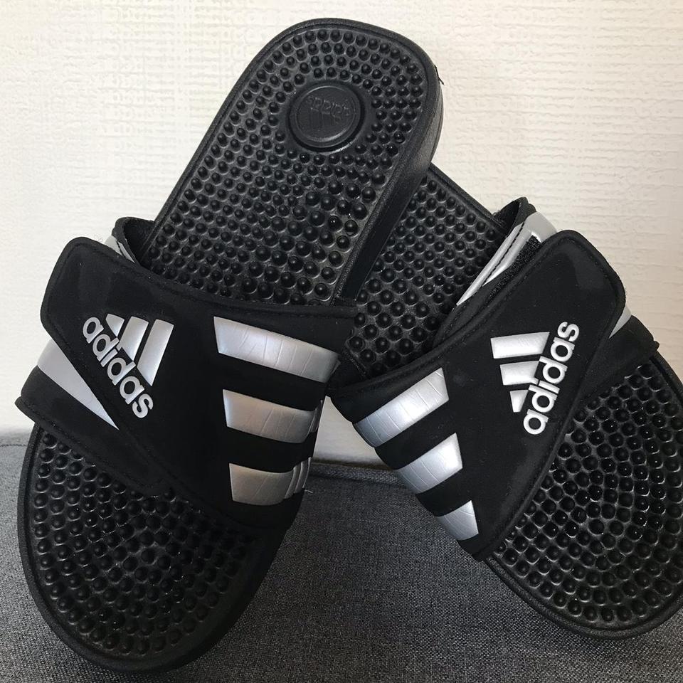 Adidas velcro slides with reflective Adidas logo Depop