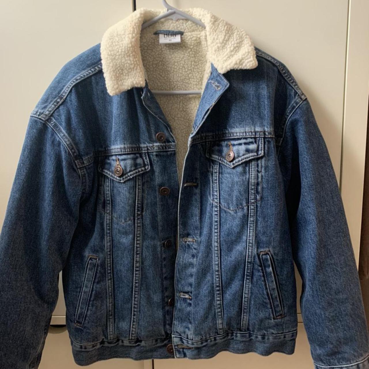 Urban Outfitters Women's Blue and Cream Jacket | Depop