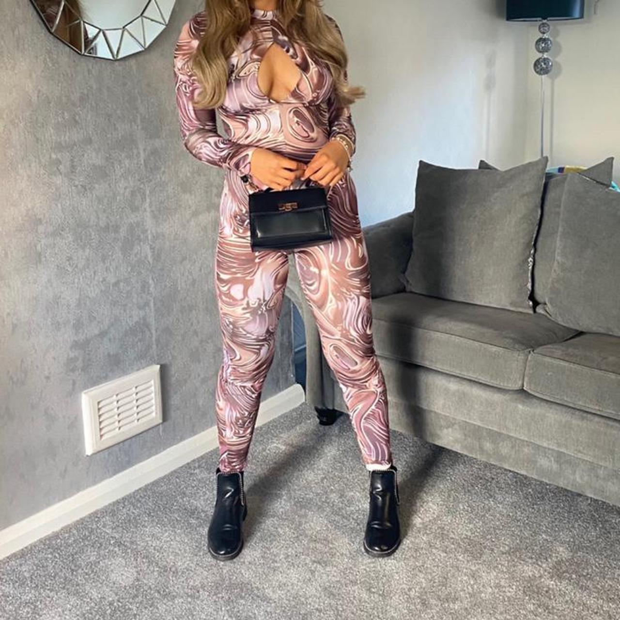 rebellious-fashion-brown-abstract-slinky-jumpsuit-depop