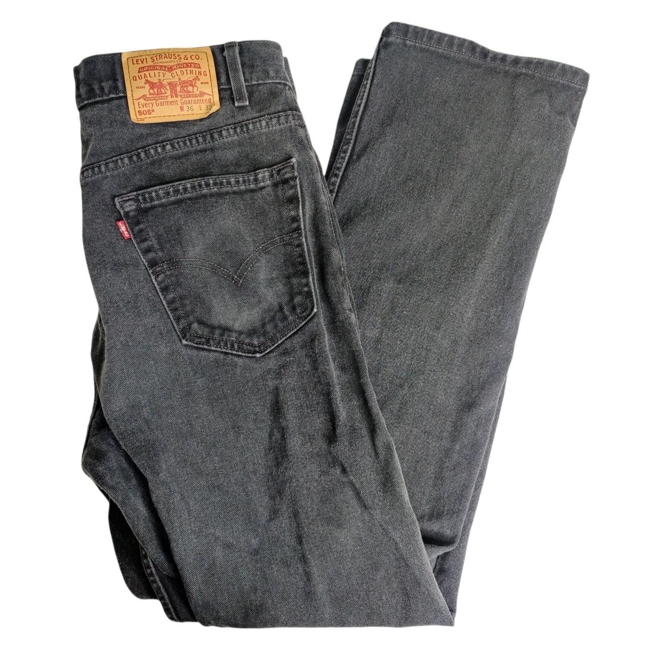 Vintage Levi's 505 Jeans Black Straight Leg Regular... - Depop