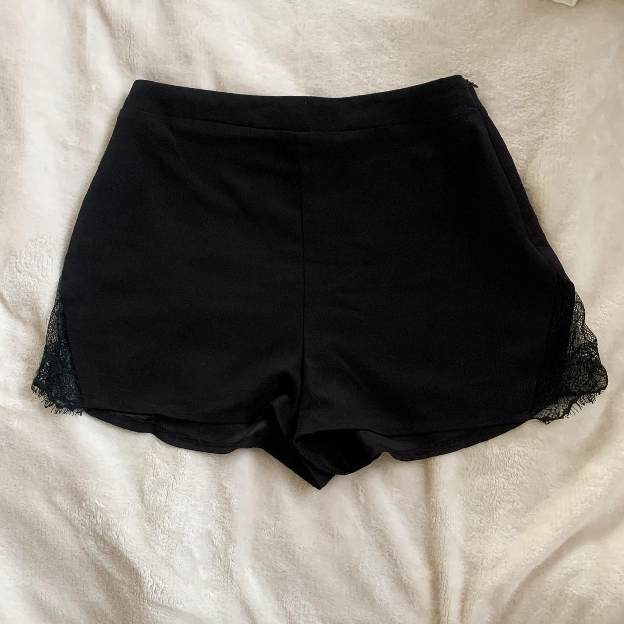 PRINCESS POLLY black shorts with lace detail. Size... - Depop