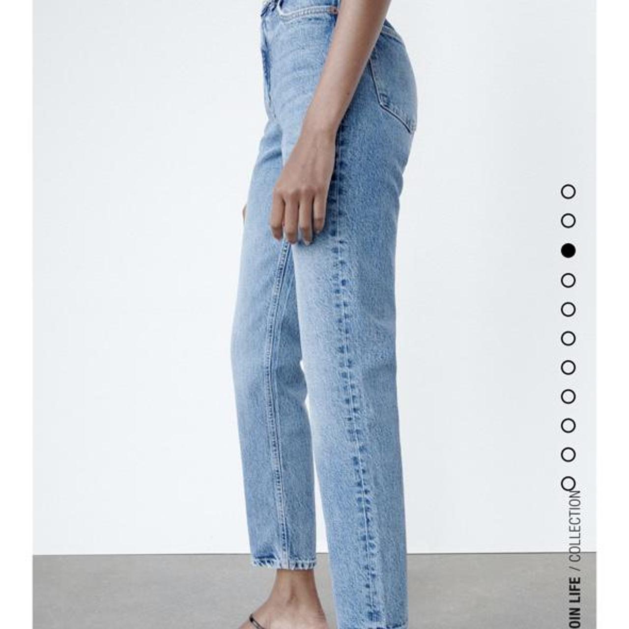 ZARA High Rise Slim Blue Jeans. Super cute, just run... Depop