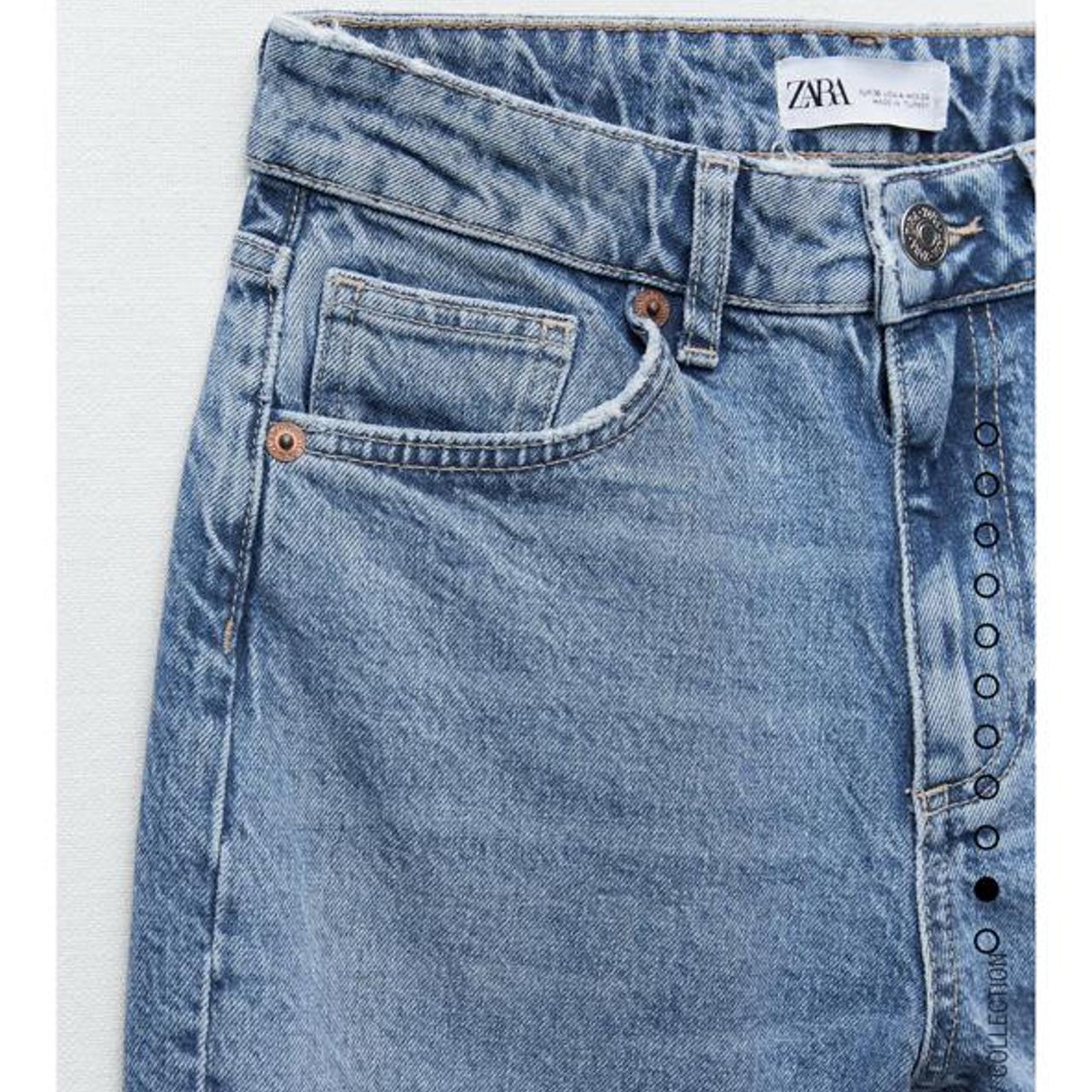 ZARA High Rise Slim Blue Jeans. Super cute, just run... Depop