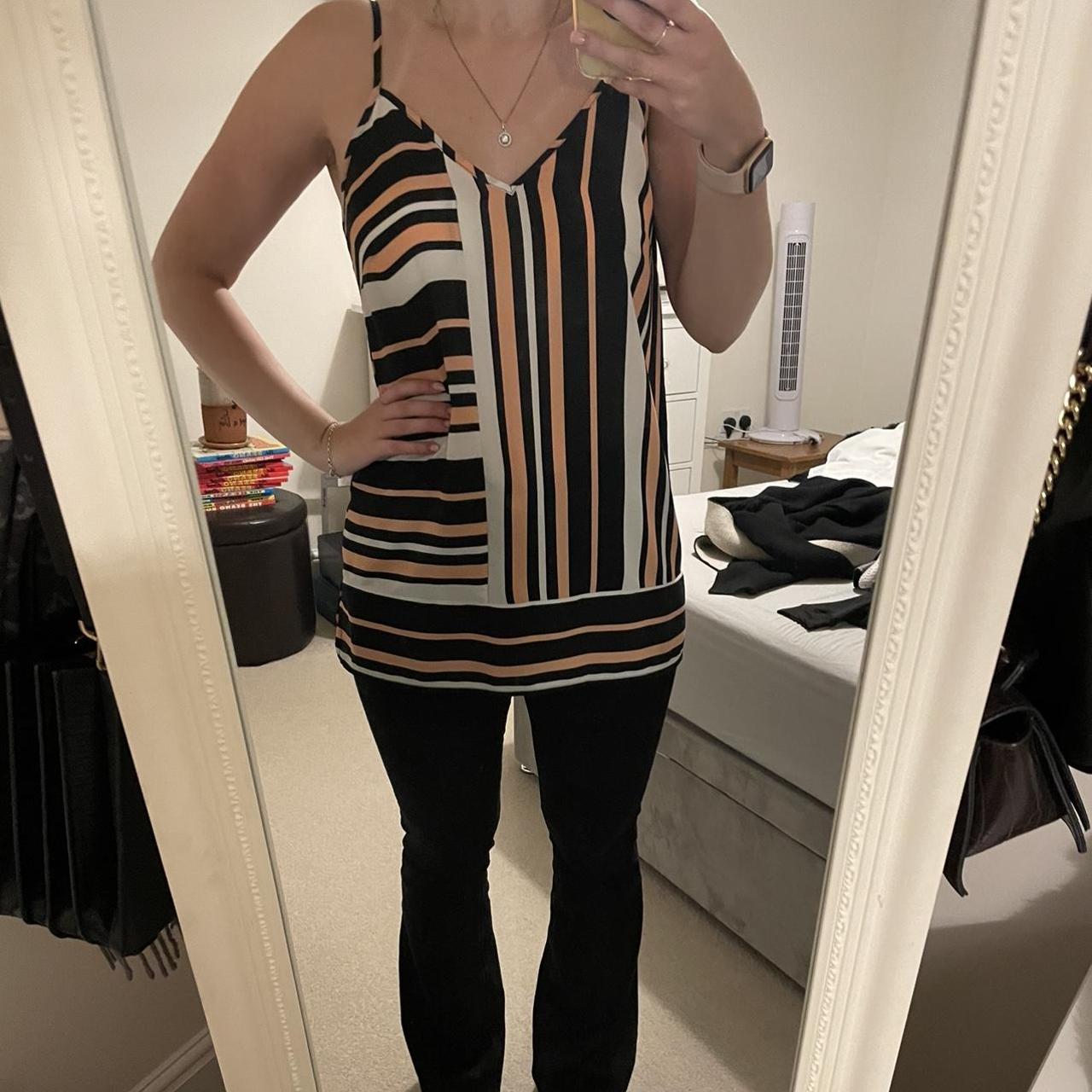 F&f pink, black and white stripe style top Size 12... Depop