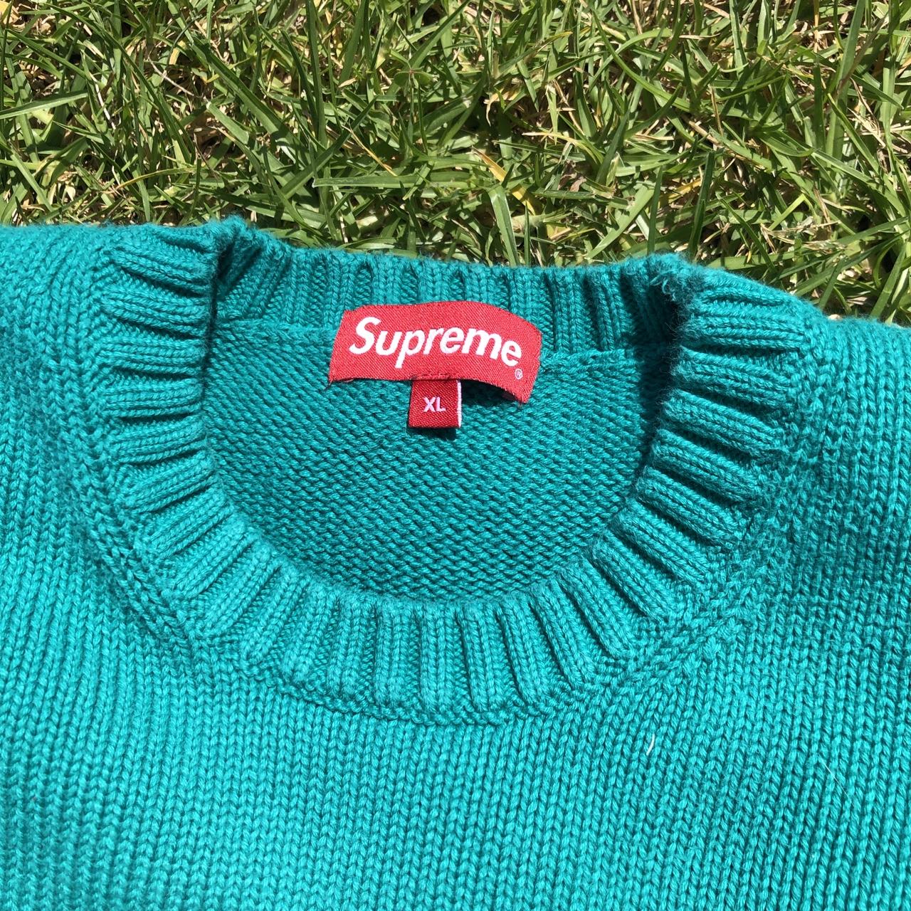 Teal Supreme Tackle Twill Sweater - Depop