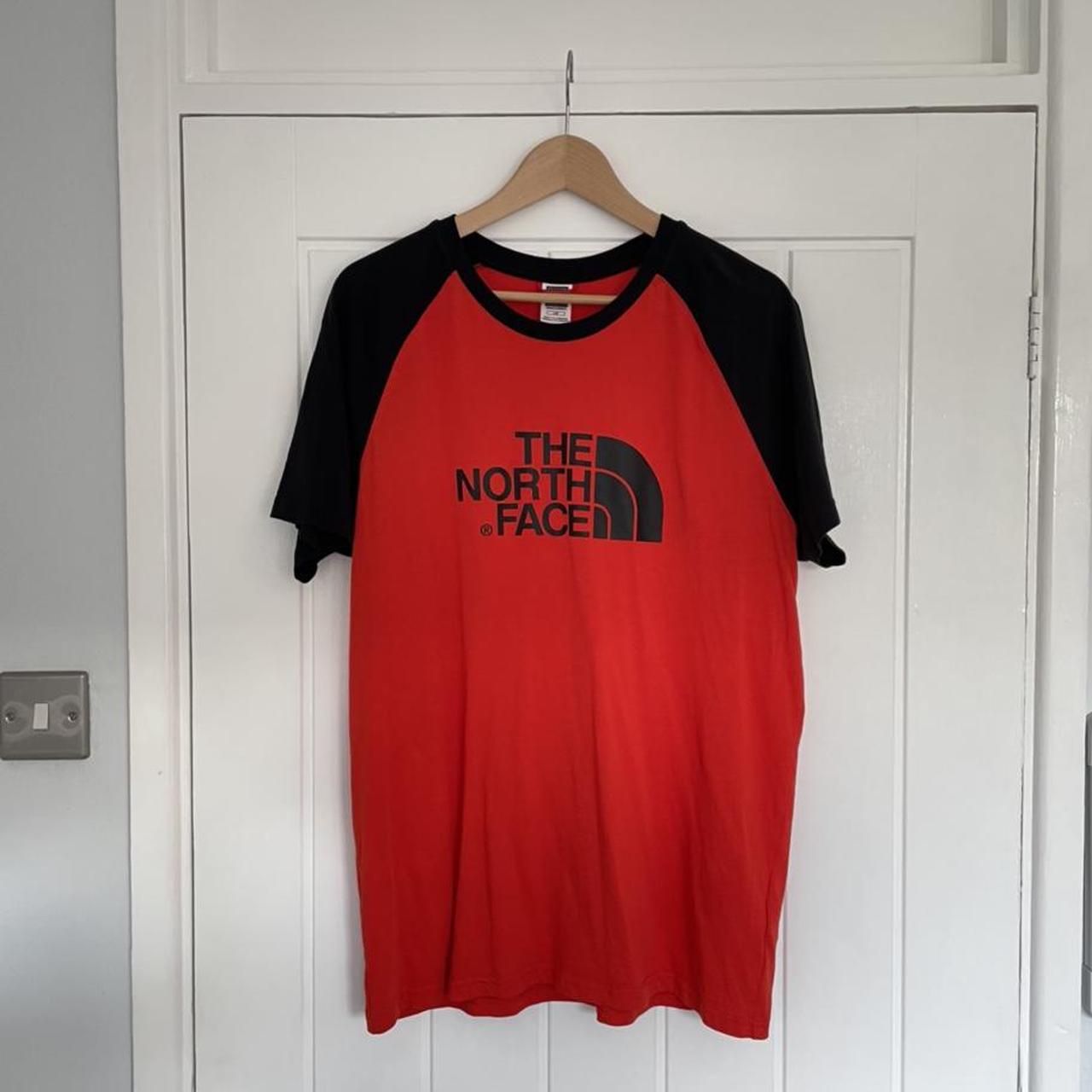 📍The North Face Red T-shirt with big spell out logo.... - Depop