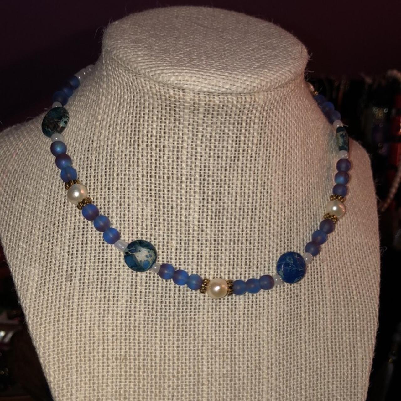 String beaded necklace, 18 inches #handmade #jewelry... - Depop