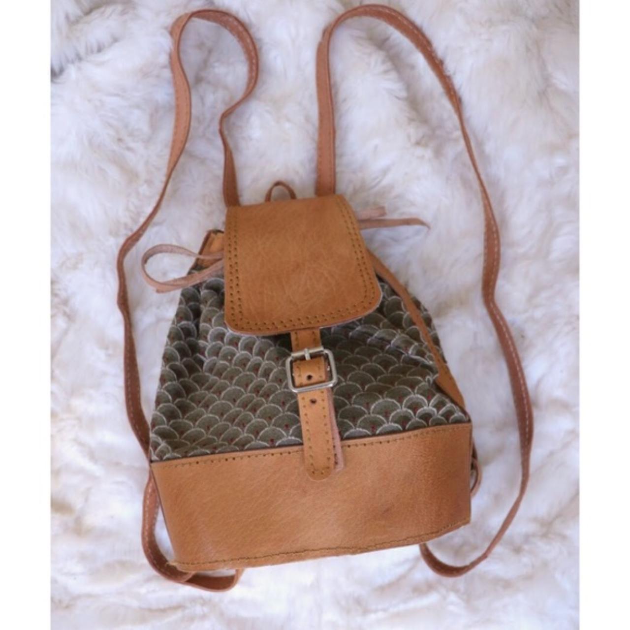 Vintage Faux Leather Mini Backpack - great - Depop