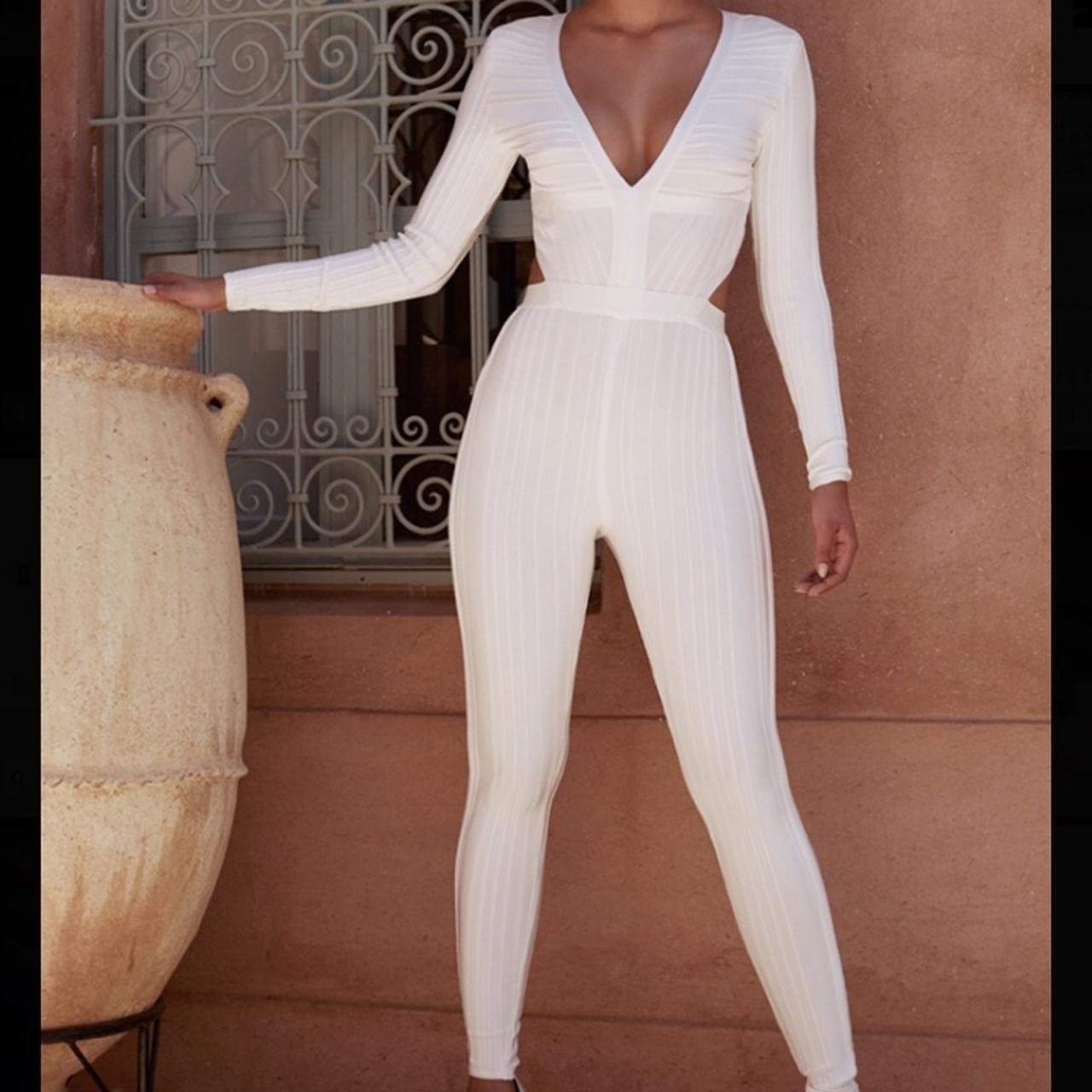 white jumpsuit house of cb