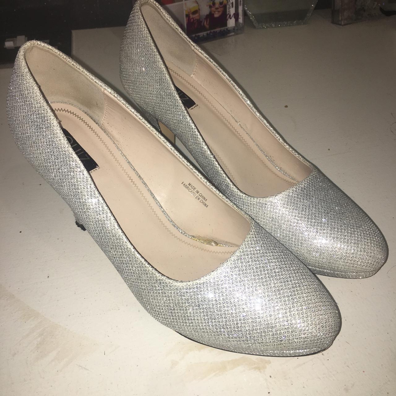 Silver glittery high heels from quiz, worn once for... - Depop