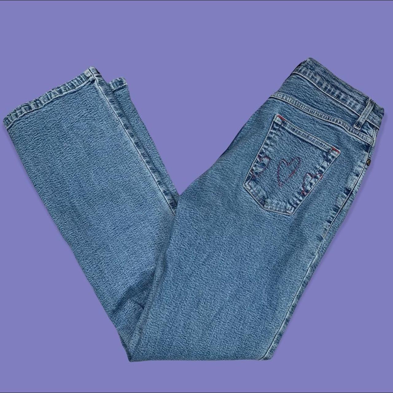 Acid wash flare jeans Mid rise flared jeans with... - Depop