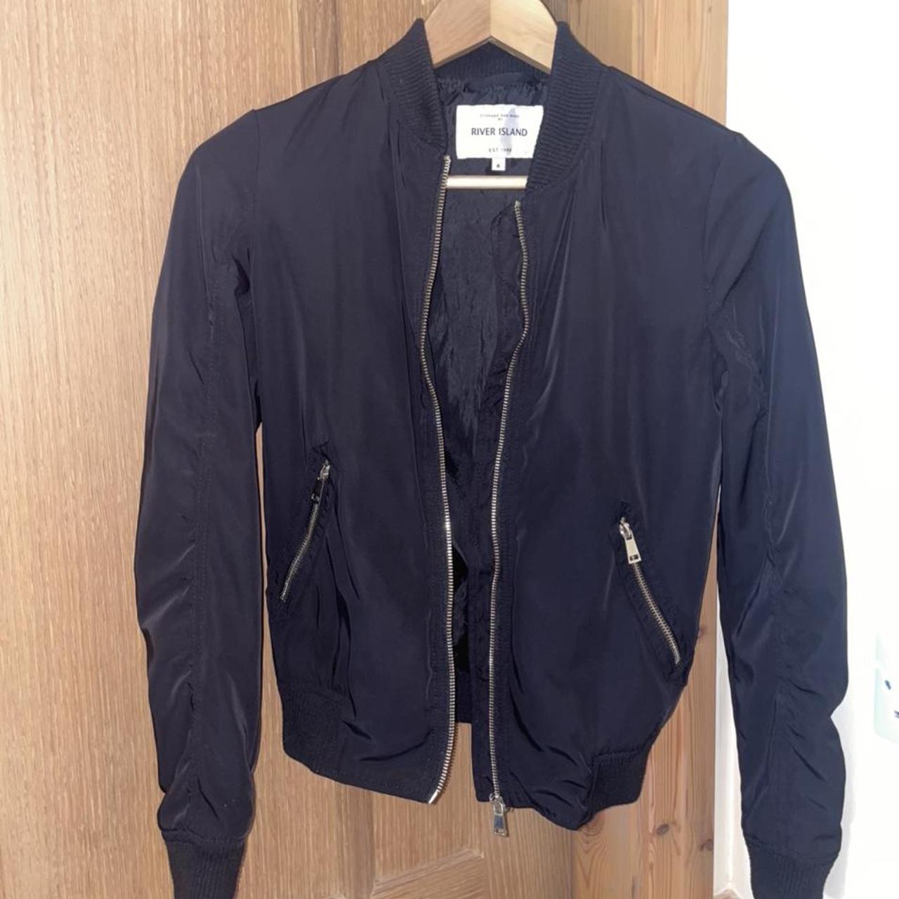 River Island Black Bomber Jacket. SIZE 6 Worn a few... - Depop