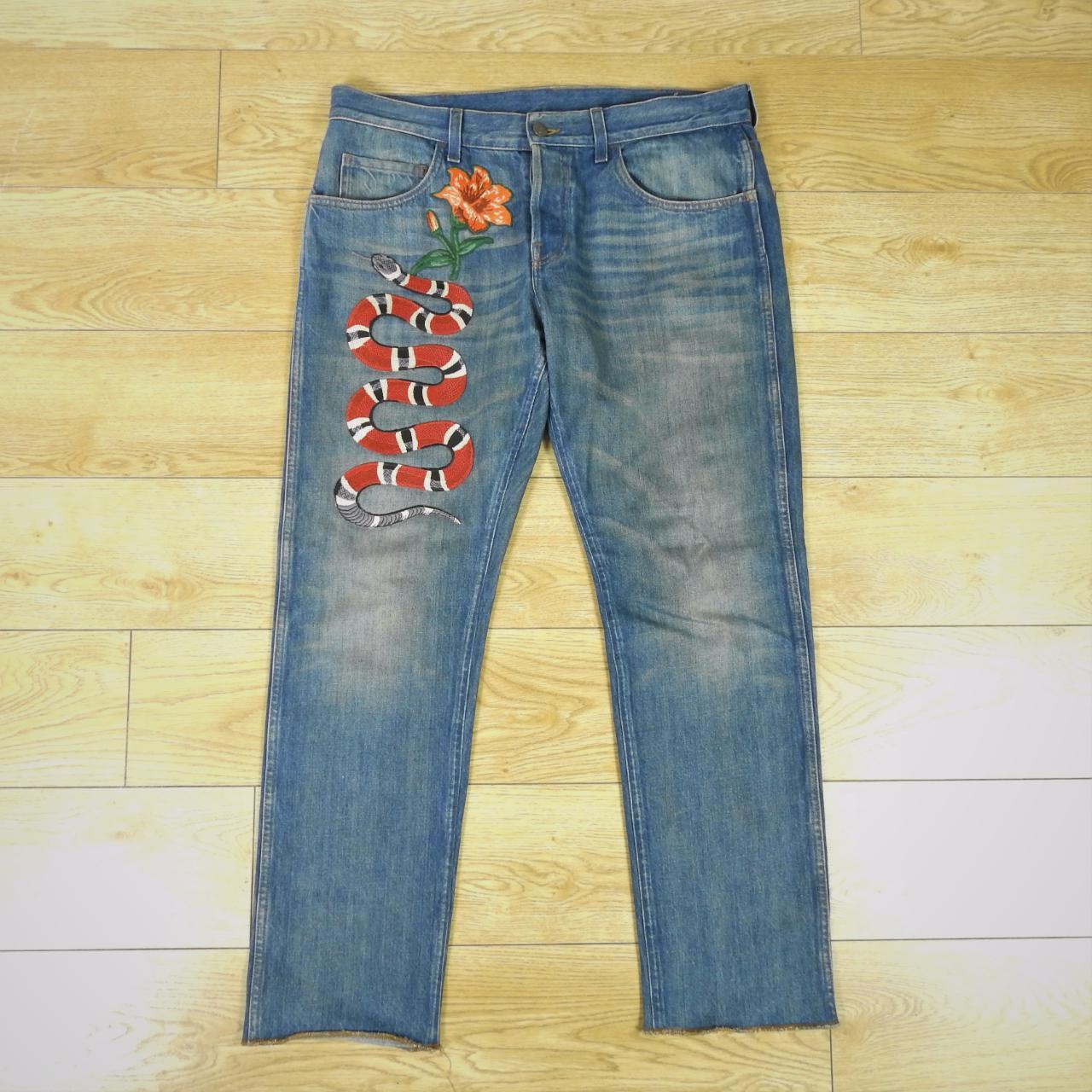 gucci snake jeans mens